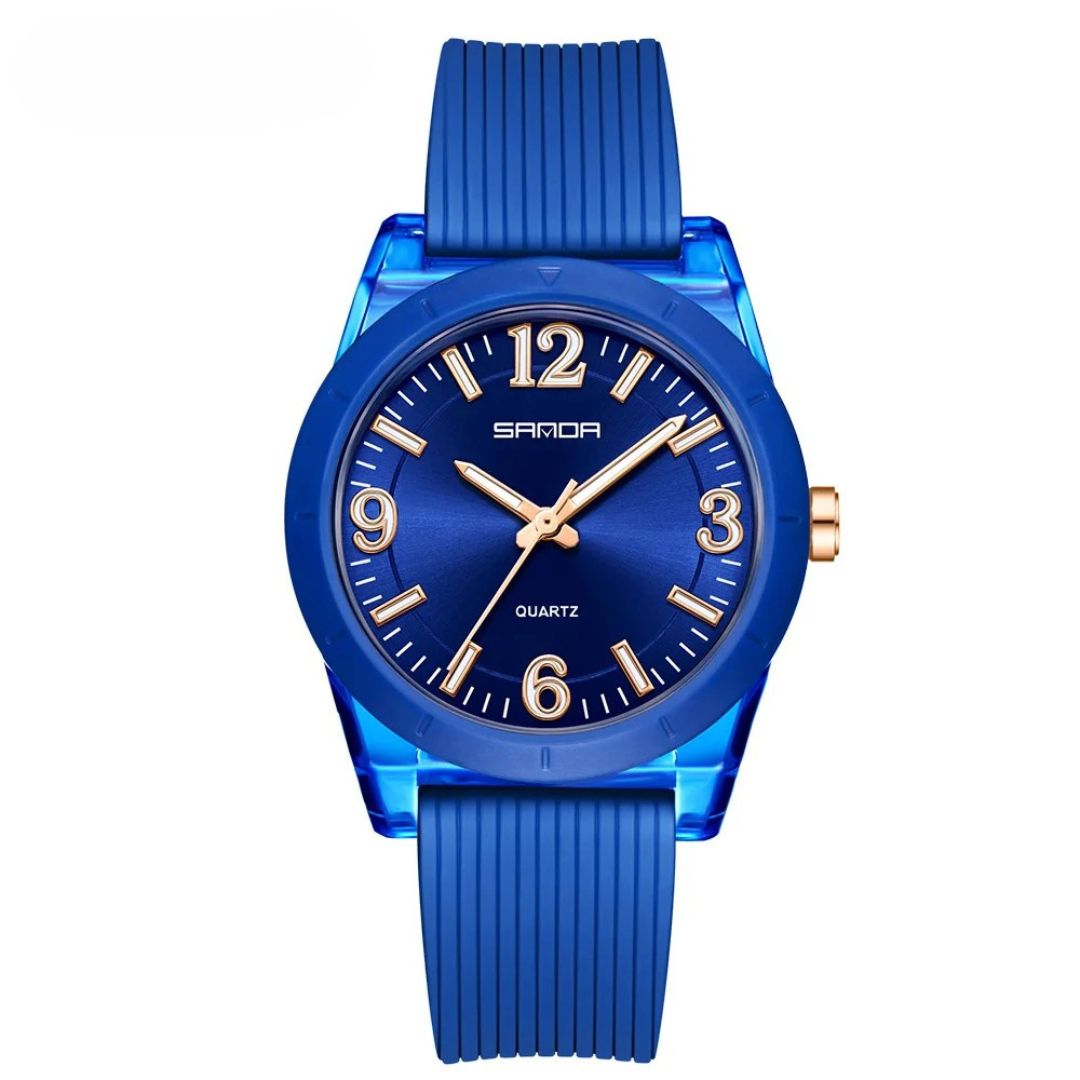 Montre enfant à aiguilles boîtier transparent
