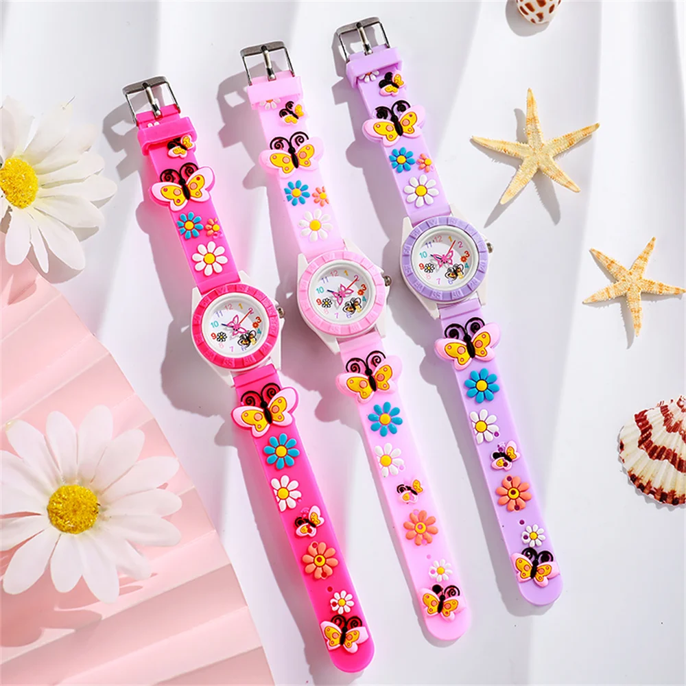 Montre enfant 3-5 ans motif papillon pour fille