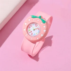 Montre enfant 3-5 ans rose et rouge fraise